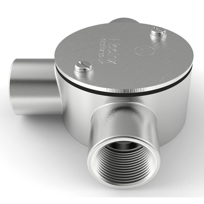 RS PRO 3 Way Tee Box, Conduit Fitting, 20mm Nominal Size, 316 Stainless Steel, Silver