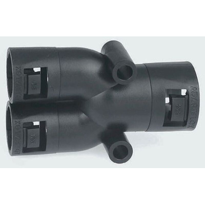 Adaptaflex Y Piece, Conduit Fitting, 28mm Nominal Size, Nylon 66, Black