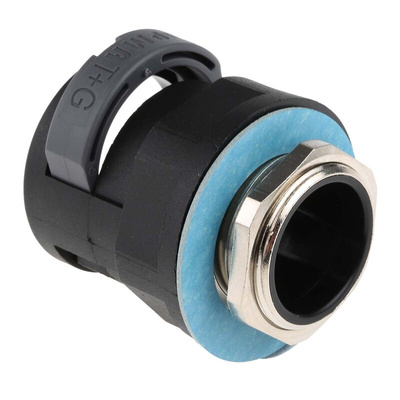 PMA Straight, Conduit Fitting, 29mm Nominal Size, M32, PA with metal thread, Black
