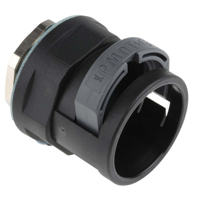 PMA Straight, Conduit Fitting, 29mm Nominal Size, M32, PA with metal thread, Black