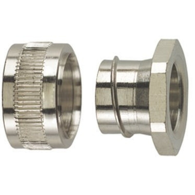 HellermannTyton Straight Connector, Conduit Fitting, 25mm Nominal Size, M25, Brass, Silver