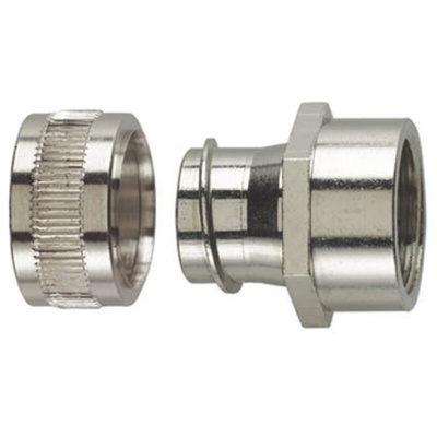 HellermannTyton Straight, Conduit Fitting, 20mm Nominal Size, M20, Brass, Silver