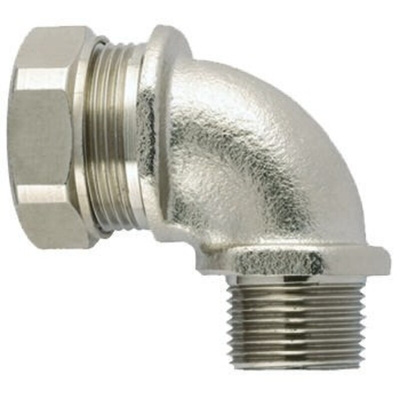 HellermannTyton 90° Elbow, Conduit Fitting, 16mm Nominal Size, M16, Brass, PA 6, Silver