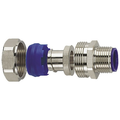 HellermannTyton Straight, Conduit Fitting, 32mm Nominal Size, M32, Brass, PA 6, Silver