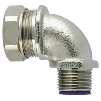 HellermannTyton 90° Elbow, Conduit Fitting, 20mm Nominal Size, M20, Brass, PA 6, Silver