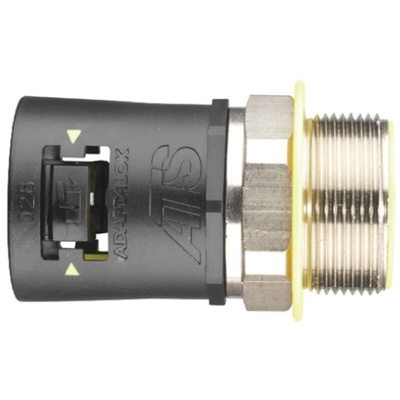 Adaptaflex Straight-Swivel External Thread, Conduit Fitting, 28mm Nominal Size, M25, Nylon 66, Black