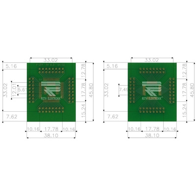 Surface Mount (SMT) Board QFP Epoxy Glass Double-Sided 37.7 x 34.5 x 1.5mm FR4