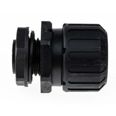 Adaptaflex Straight, Conduit Fitting, 16mm Nominal Size, M16, Nylon 66, Black