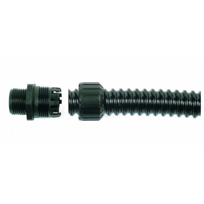 Adaptaflex Straight, Conduit Fitting, 16mm Nominal Size, M16, Nylon 66, Black