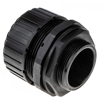 Adaptaflex Straight, Conduit Fitting, 40mm Nominal Size, M40, Nylon 66, Black