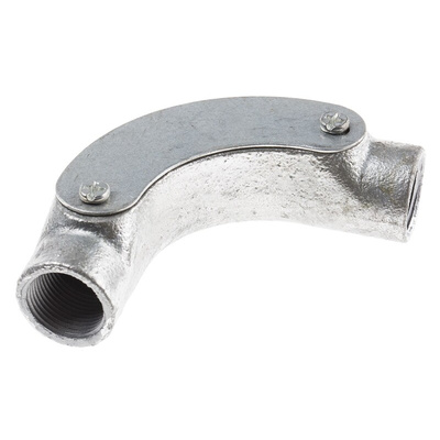 RS PRO Inspection Bend, Conduit Fitting, 20mm Nominal Size, Steel, Silver