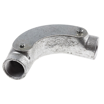 RS PRO Inspection Bend, Conduit Fitting, 25mm Nominal Size, Steel, Silver