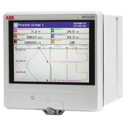 ABB RVG200, 6 Channel, Paperless Chart Recorder Measures Current, Millivolt, Resistance, Temperature, Voltage