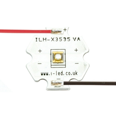 ILH-XO01-S380-SC211-WIR200. Intelligent LED Solutions, N3535 1 Powerstar Series UV LED, 380nm 320mW 125 °, 4-Pin