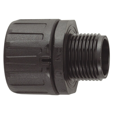 Flexicon Straight, Conduit Fitting, 10mm Nominal Size, M12, Nylon 66, Black