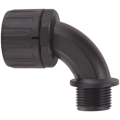 Flexicon 90° Elbow, Conduit Fitting, 28mm Nominal Size, M25, Nylon 66, Black