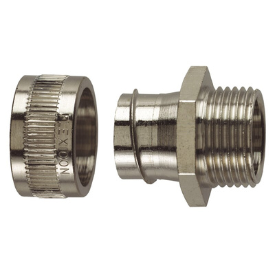 Flexicon Fixed External, Conduit Fitting, 12mm Nominal Size, M16, Nickel Plated Brass