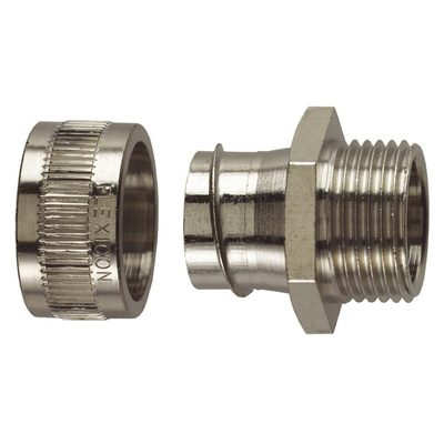 Flexicon Fixed External, Conduit Fitting, 20mm Nominal Size, M20, Nickel Plated Brass