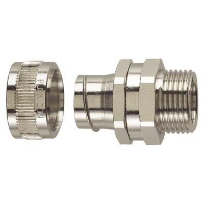 Flexicon Straight, Swivel, Conduit Fitting, 12mm Nominal Size, M16, Nickel Plated Brass