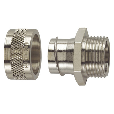 Flexicon Straight, Conduit Fitting, 16mm Nominal Size, M20, Nickel Plated Brass