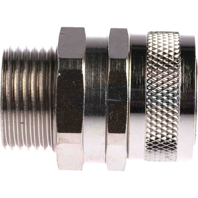 Flexicon Straight, Conduit Fitting, 20mm Nominal Size, M20, Nickel Plated Brass