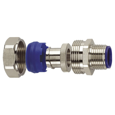 Flexicon Straight, Conduit Fitting, 25mm Nominal Size, M25, Nickel Plated Brass