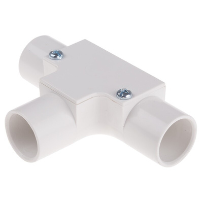 RS PRO Inspection Tee, Conduit Fitting, (Dia) 20mm Nominal Size, PVC, White