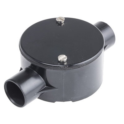 RS PRO Through Box, Conduit Fitting, (Dia) 20mm Nominal Size, PVC, Black