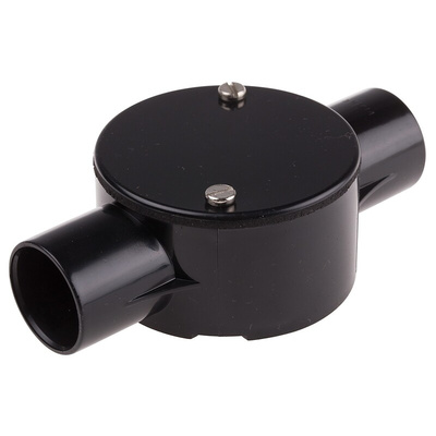 RS PRO Through Box, Conduit Fitting, (Dia) 25mm Nominal Size, PVC, Black