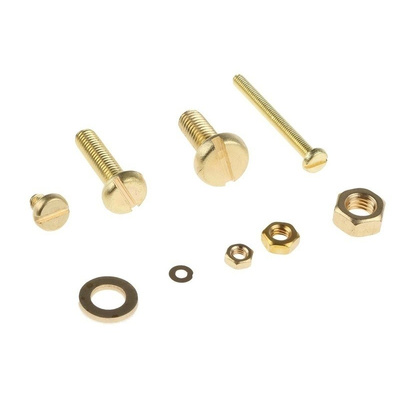 RS PRO Brass 2061 Piece Slot Drive Screw/Bolt, Nut & Washer Kit