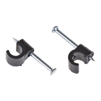 RS PRO Black PE Round Cable Clip, 6mm Max. Bundle