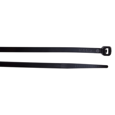 RS PRO Cable Tie, 150mm x 3.6 mm, Black Nylon, Pk-100