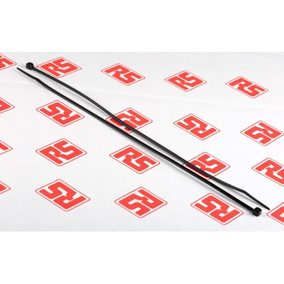 RS PRO Cable Tie, 292mm x 3.6 mm, Black Nylon, Pk-100