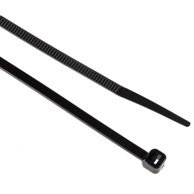 RS PRO Cable Tie, 292mm x 3.6 mm, Black Nylon, Pk-100