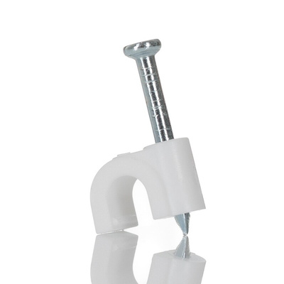 RS PRO White PE Round Clip, 3.5mm Max. Bundle