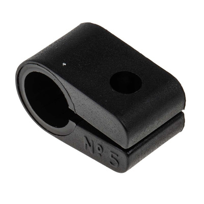 RS PRO Black PE Cable Clip, 12.7mm Max. Bundle