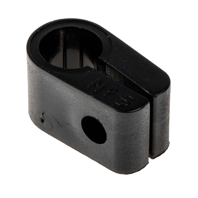 RS PRO Black PE Cable Clip, 12.7mm Max. Bundle