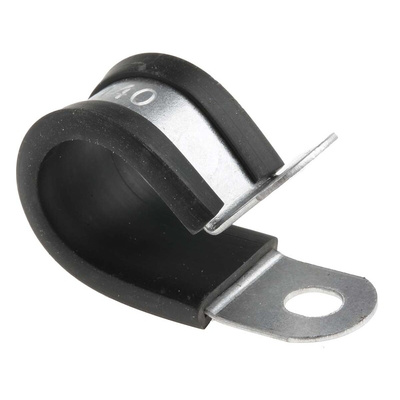 RS PRO Black Plated Steel P Clamp, 14mm Max. Bundle