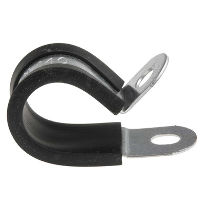 RS PRO Black Plated Steel P Clamp, 14mm Max. Bundle