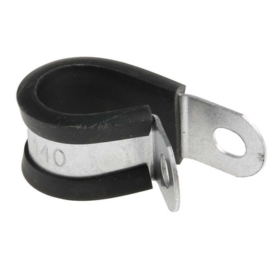 RS PRO Black Plated Steel P Clamp, 14mm Max. Bundle