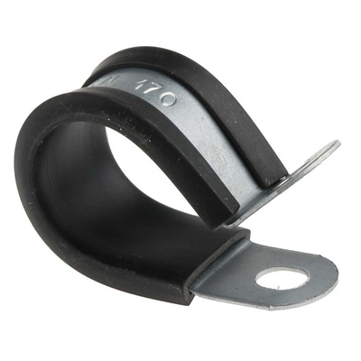 RS PRO Black Plated Steel P Clamp, 16mm Max. Bundle