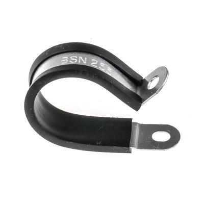 RS PRO Black Plated Steel P Clamp, 25mm Max. Bundle