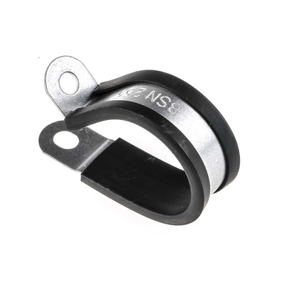 RS PRO Black Plated Steel P Clamp, 25mm Max. Bundle