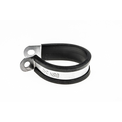 RS PRO Black Plated Steel P Clamp, 32mm Max. Bundle