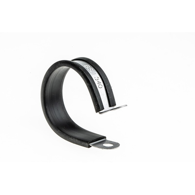 RS PRO Black Plated Steel P Clamp, 32mm Max. Bundle