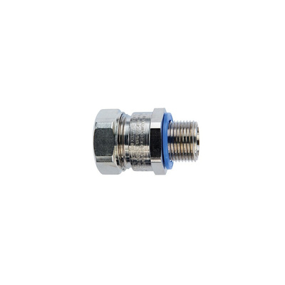 Flexicon Fixed External Thread Fitting, Conduit Fitting, 20mm Nominal Size, M20, Brass, Silver