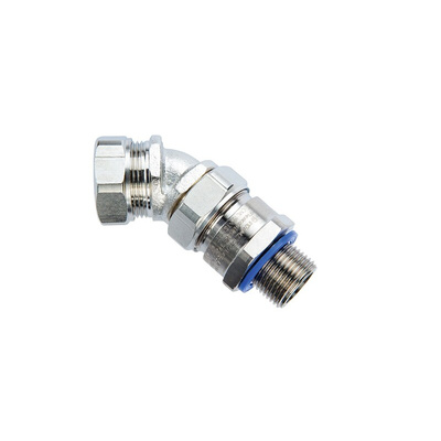 Flexicon 45° Elbow, Conduit Fitting, 20mm Nominal Size, M20, Brass, Silver