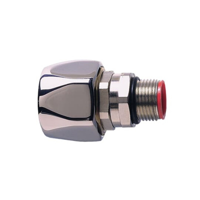 ABB Straight-Swivel External Thread, Conduit Fitting, 16mm Nominal Size, M20, Nickel Plated Brass, Metallic