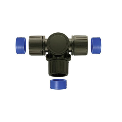 Flexicon T Piece, Conduit Fitting, 21mm Nominal Size, 17mm, Nylon, Black