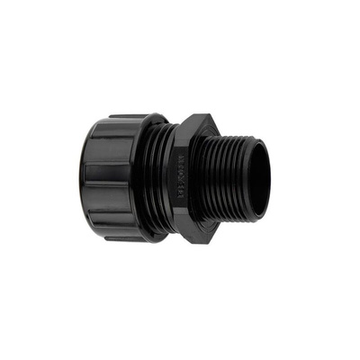 Flexicon Fixed Straight, Conduit Fitting, 25mm Nominal Size, M25mm, Nylon, Black